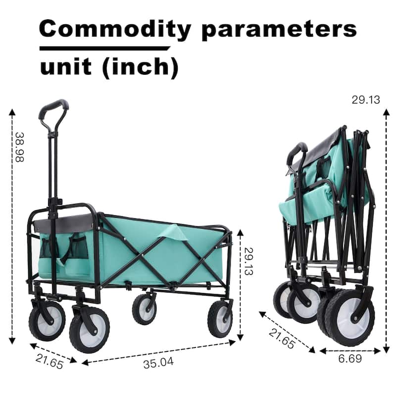 Collapsible Foldable Wagon Cart with Strapping System & 360 lb Capacity