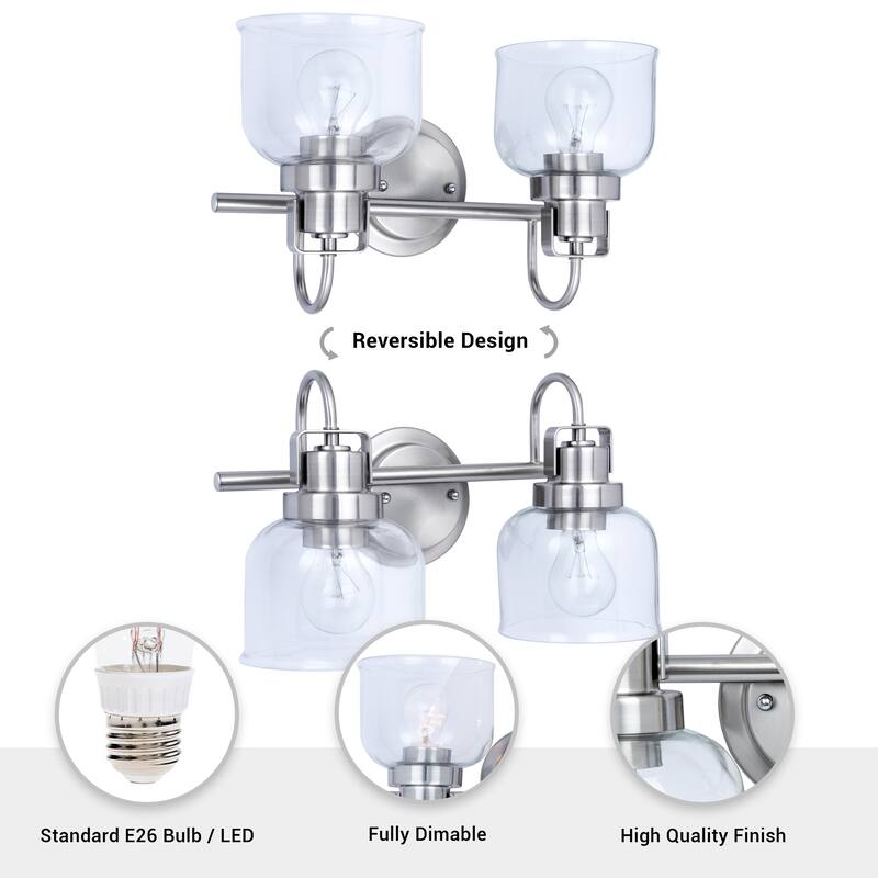 Brio Lighting Brighton Farmhouse 2-Light Dimmable Bathroom Vanity Light