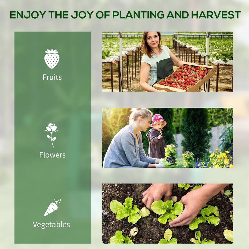 Outsunny Raised Garden Bed with Mini Greenhouse, Galvanized Outdoor Planter Box with Cover, for Herbs and Vegetables