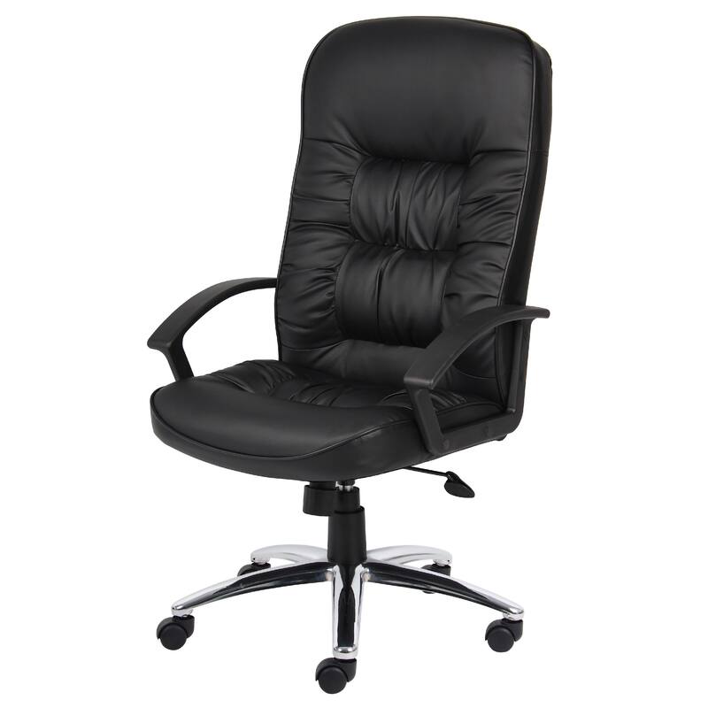 Mala High Back Rolling Swivel Office Chair, Black Faux Leather, Tilt Lock