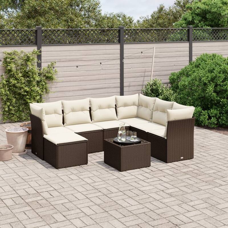 vidaXL Garden Sofa Set - Brown and cream With table