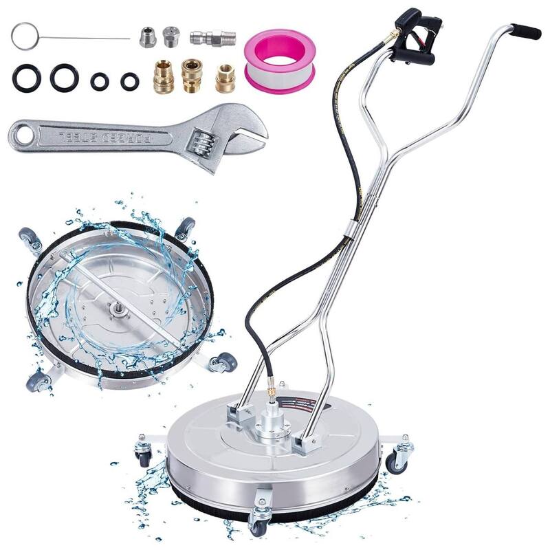 24 in Pressure Washer Surface Cleaner with Dual Handle for Driveway Sidewalk Patio - Silver