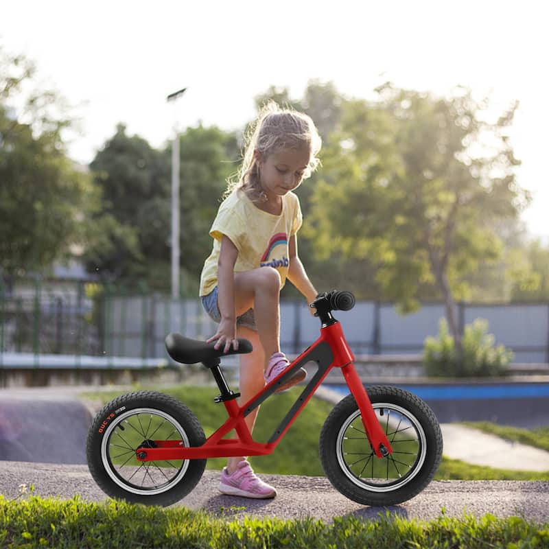 12" Toddler Balance Bike with Rubber Foam Tires and Adjustable Seat