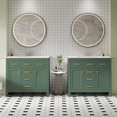 72"Bathroom Vanity with Ceramic Sink Combo Set, Modern Freestanding Single Bathroom Cabinet with 4 Drawers & 2 Cabinets