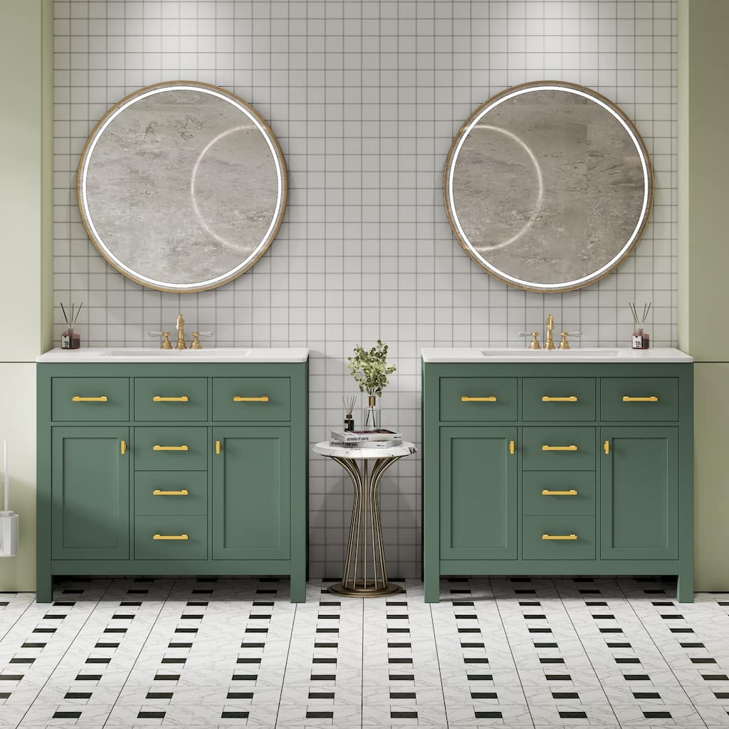72"Bathroom Vanity with Ceramic Sink Combo Set, Modern Freestanding Single Bathroom Cabinet with 4 Drawers & 2 Cabinets