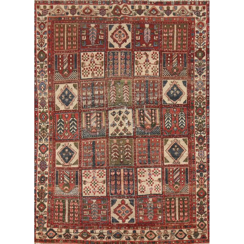 Hand Knotted Oriental 100% Wool Carpet Traditional Geometric Multi-Colored Bakhtiari Area Rug - 6' 5'' X 4' 9''