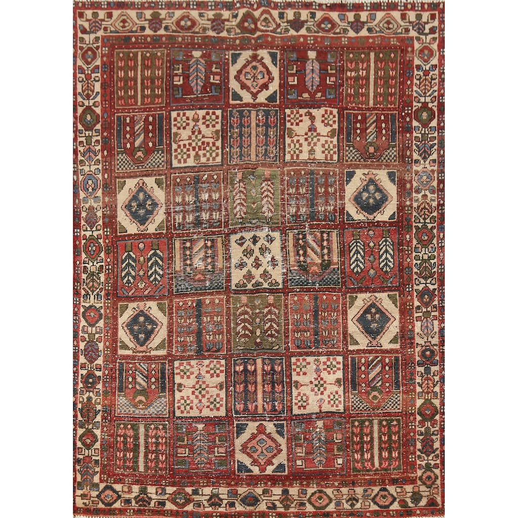 Hand Knotted Oriental 100% Wool Carpet Traditional Geometric Multi-Colored Bakhtiari Area Rug - 6' 5'' X 4' 9''