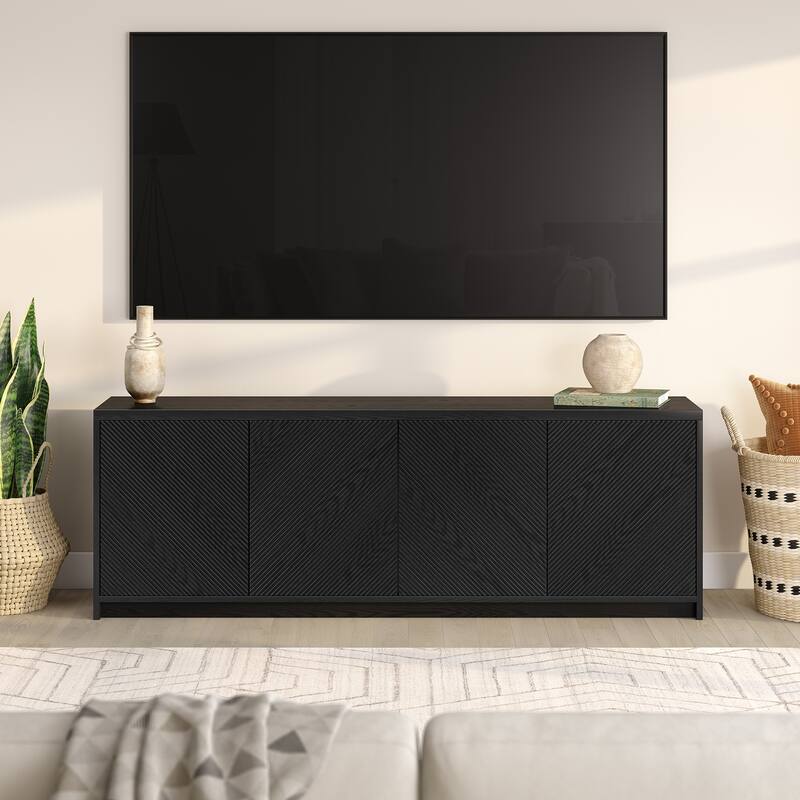 Renad Rectangular Fluted TV Stand for TV's up to 78" - 70" Wide