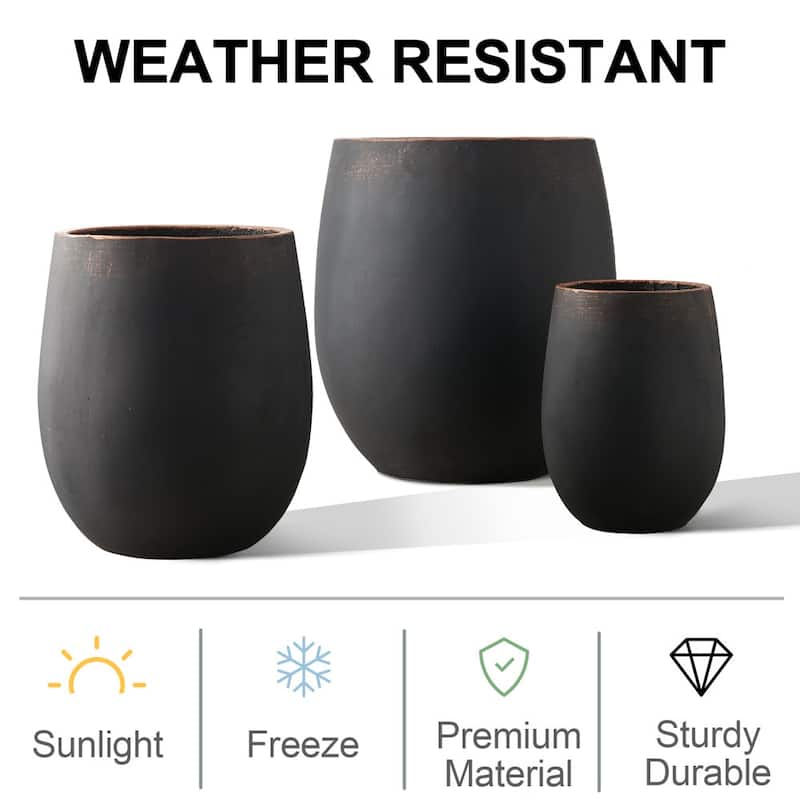 Weathered Concrete Tall Planter - Set of 3