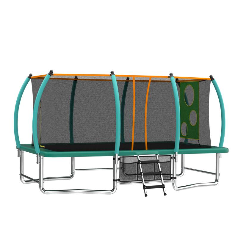 10X16FT Outdoor Square Trampolines for Kids Adults Long Rectangular Tumbling Trampoline - Green
