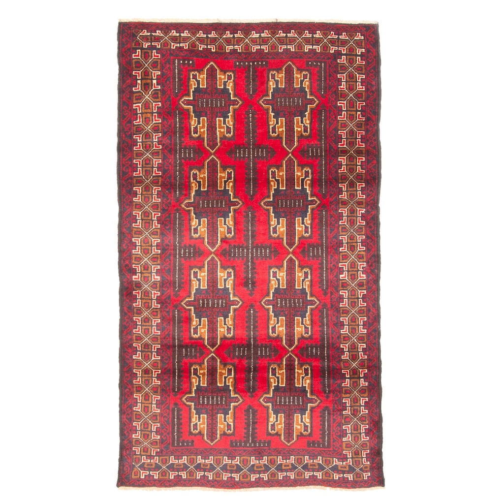 ECARPETGALLERY Hand-knotted Teimani Red Wool Rug - 3'4 x 6'1
