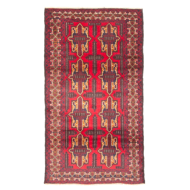 ECARPETGALLERY Hand-knotted Teimani Red Wool Rug - 3'4 x 6'1
