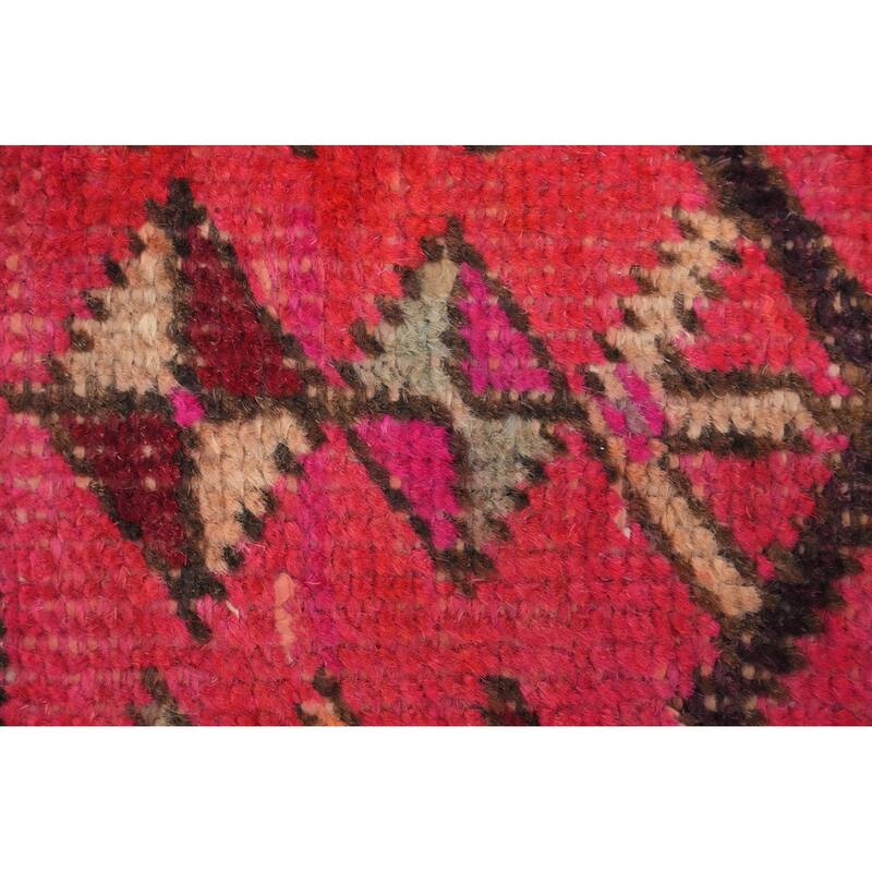 Hand Knotted Oriental 100% Wool Carpet Traditional Geometric Red Ardebil Runner Rug - 10' 6'' X 3' 4''