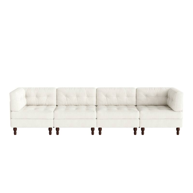 Oversized Modular Sectional Corduroy Fabric Tufted Sofa