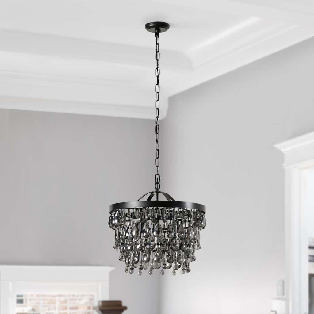 Renata Glass 4-Light Black Chandelier by Kosas Home