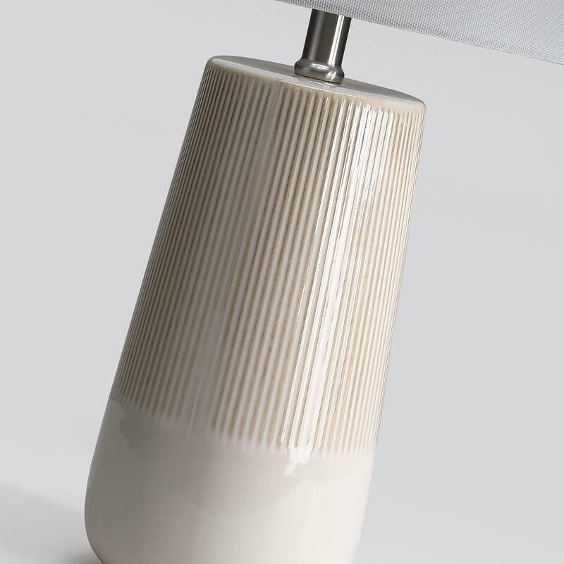 3-Way Ceramic Table Lamp Set of 2 with White Shades - 23 in. H