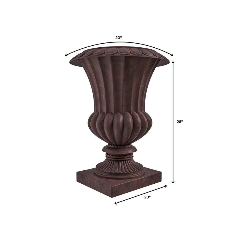 Lotus Elegant Urn Planter Pot in Fiberstone and MgO Clay with Drainage Holes for Indoor Outdoor Home Office Yard Patio Decor