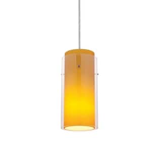 Access Lighting Glass n Glass Cylinder 1 Light LED Pendant - 5" Wide