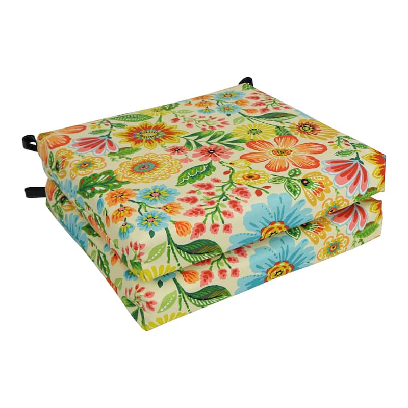 20-inch by 19-inch Indoor/Outdoor Chair Cushions (Set of 2) - 20 x 19 - Gregoire Chamomile