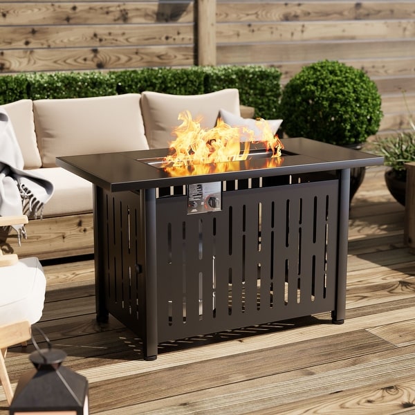 Furniwell 43 Fire Pit Patio Propane Gas Fire Pit Table 50000 BTU Fire Table 43 inch Black