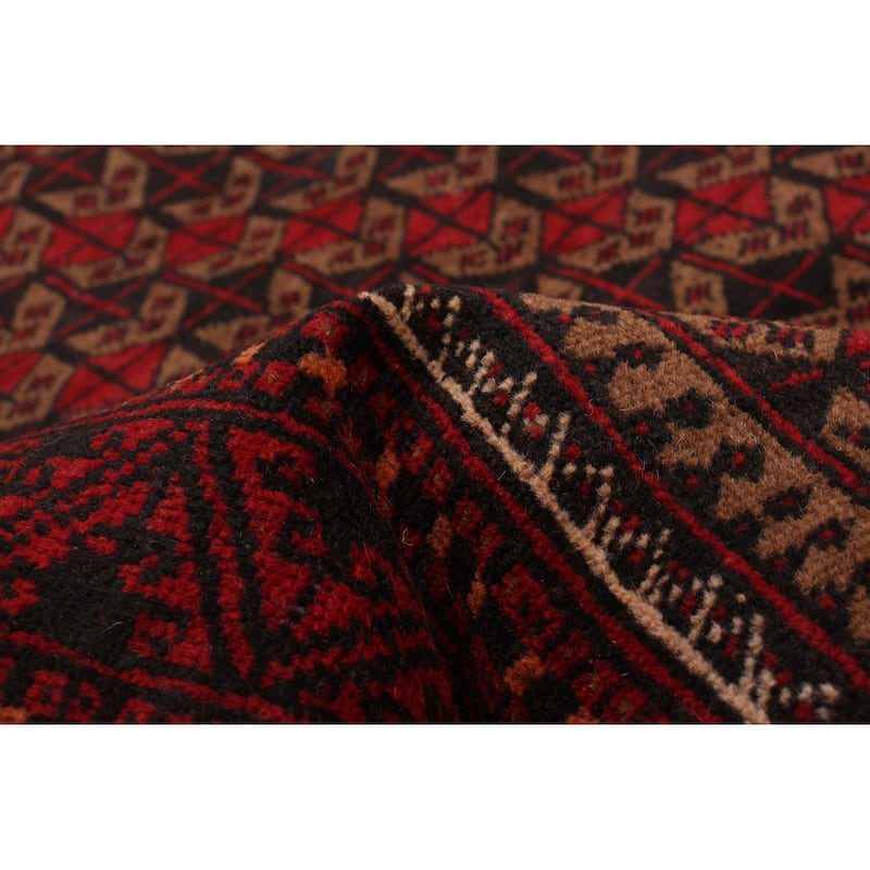 ECARPETGALLERY Hand-knotted Baluch Red Wool Rug - 2'11 x 6'4