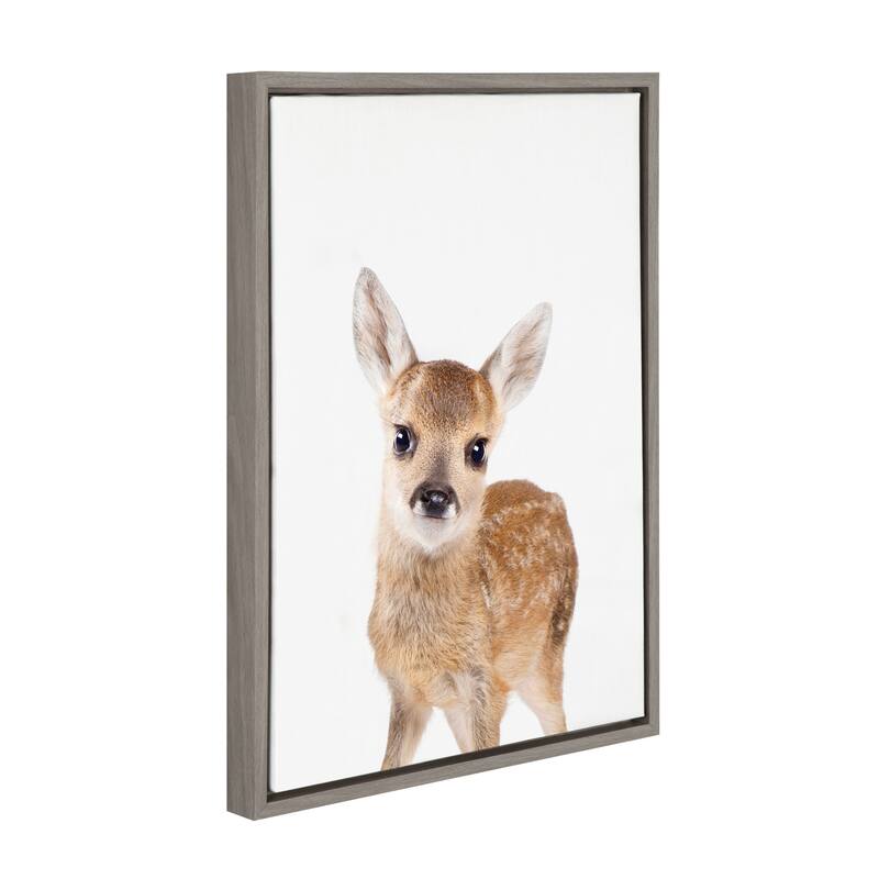 Sylvie Baby Deer Animal Print Framed Canvas Wall Art by Amy Peterson