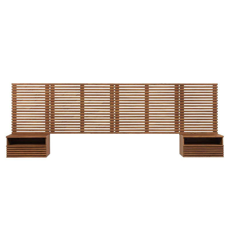 Vidalia Mid-century Modern Walnut Wooden Floating King Size Headboard ...