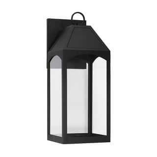 Burton Outdoor 1-light Black Medium LED Wall Lantern w/ Clear Glass