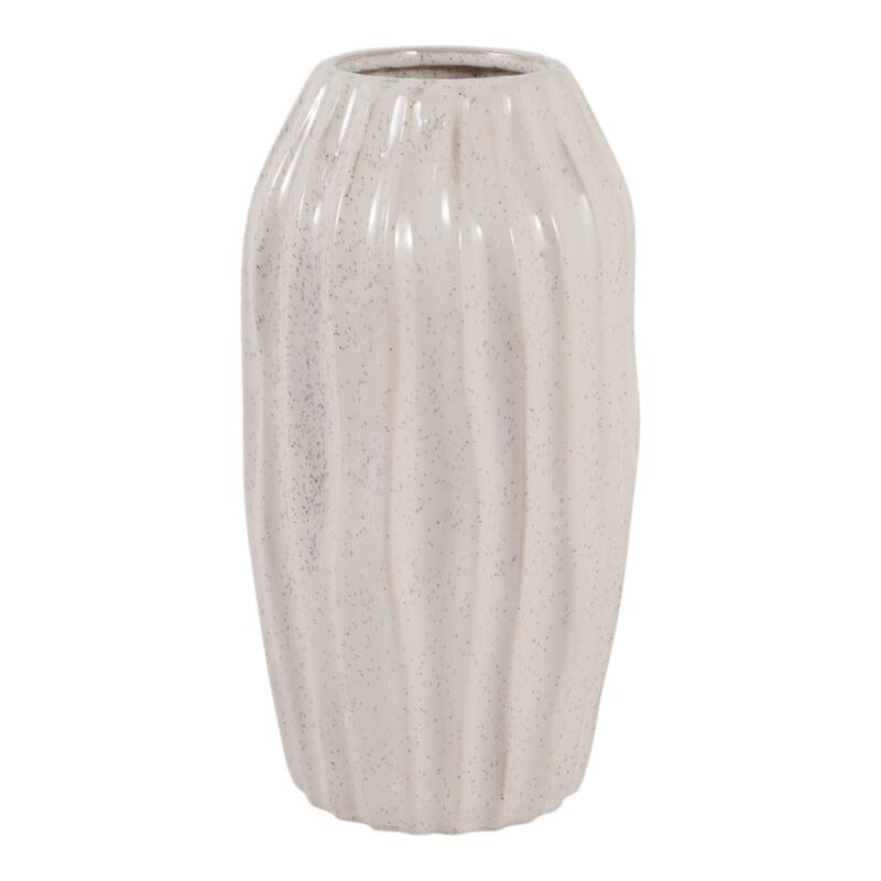Contemporary Ceramic Sculpted Tall Vase Inspired Design - Ivory
