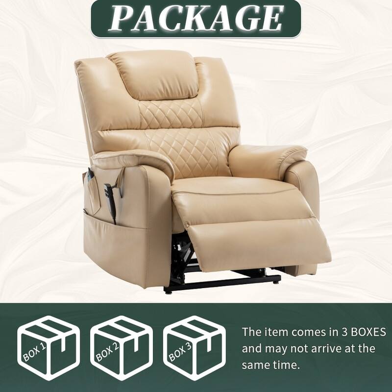 Best Choice Leather Dual Motor Power Lift Recliners - Lift Assist Recliner with Massage/Heating 400lbs
