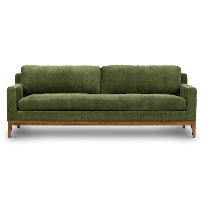 Poly & Bark Zyon 90" Sofa in Distressed Green Velvet - Distressed Green Velvet