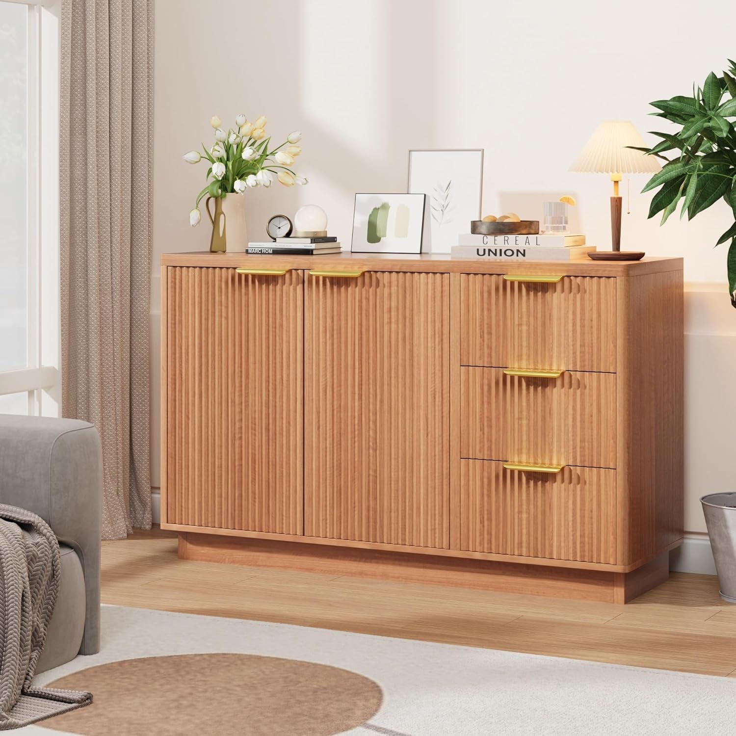 Modern Dresser for Bedroom, Wood Chest Compact Nursery Dresser Storage Cabinet for Closet Living Room Apartment