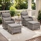 preview thumbnail 161 of 187, Outdoor Patio Sofa Swivel Chair with 6-Inch Thick Cushions Set 5PCS Swivel Chair w/ Table Ottoman - Grey Wicker Grey Cushion