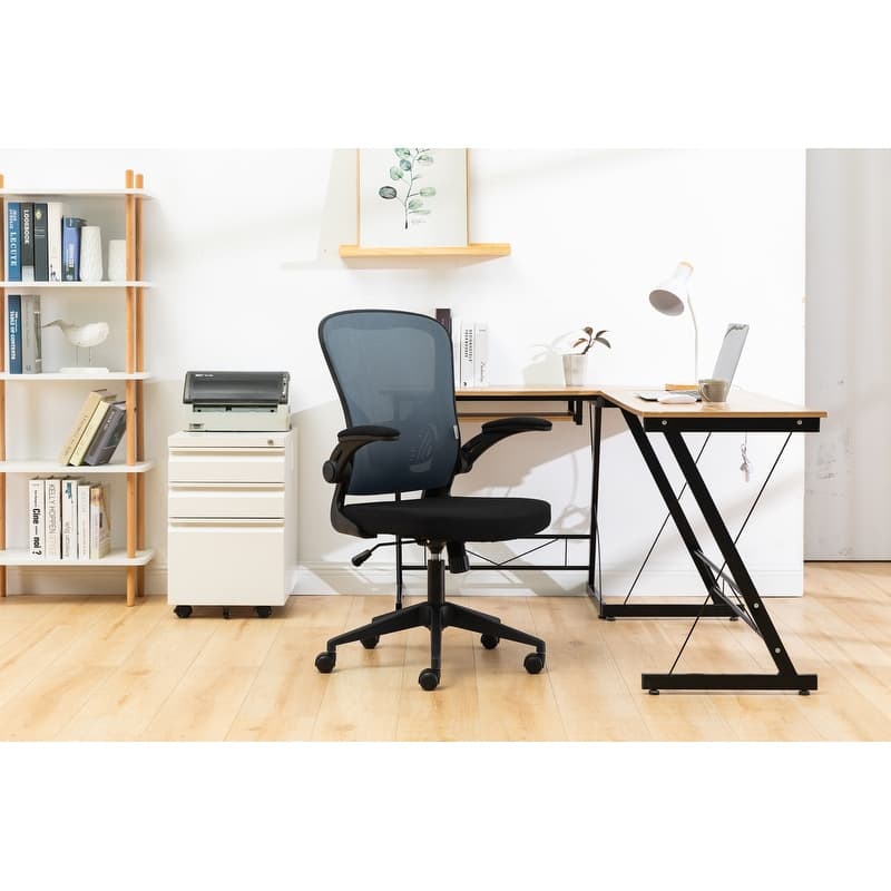 Newton Modern Mid-Back Mesh Office Chair with Flip-Up Arms, Adjustable Height, Tilt Lock, Swivel Wheels Desk Chair