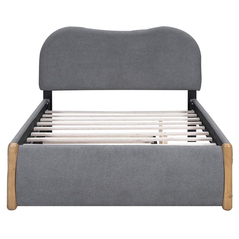 Berber Fleece Upholstered Platform Bed with Twin Trundle Bed