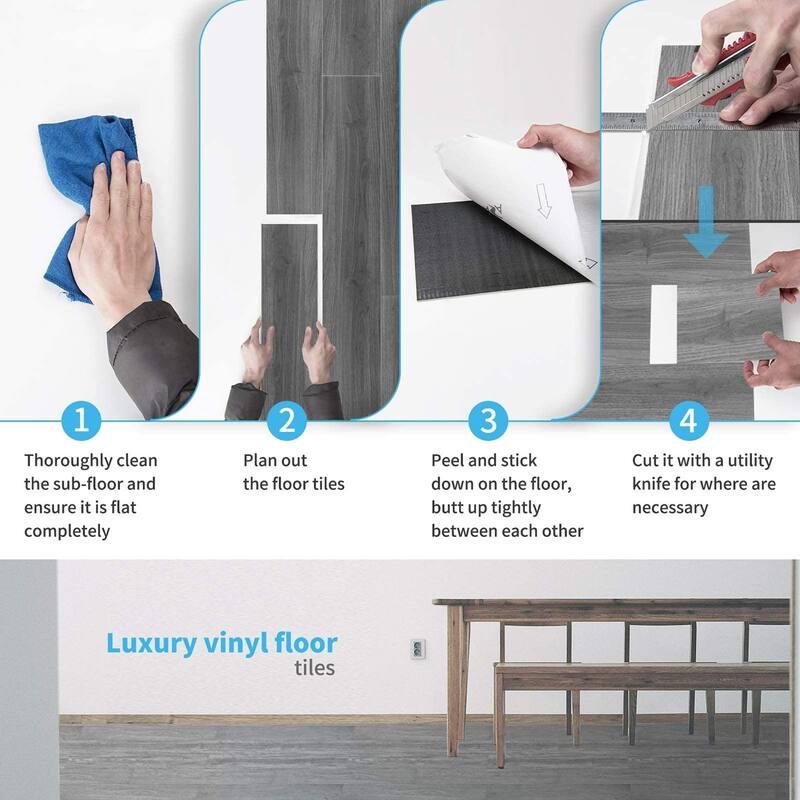 Art3d Peel and Stick Floor Tile,Self Adhesive Vinyl Floor Tile,36" × 6"