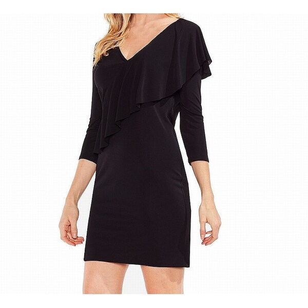 Vince Camuto Black Womens Size XL Asymmetrical Flounce Sheath Dress. Opens flyout.
