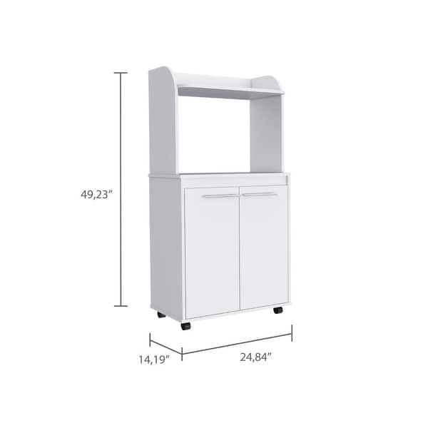 Kitchen Cart Totti, Double Door One Open Shelf, Two Interior