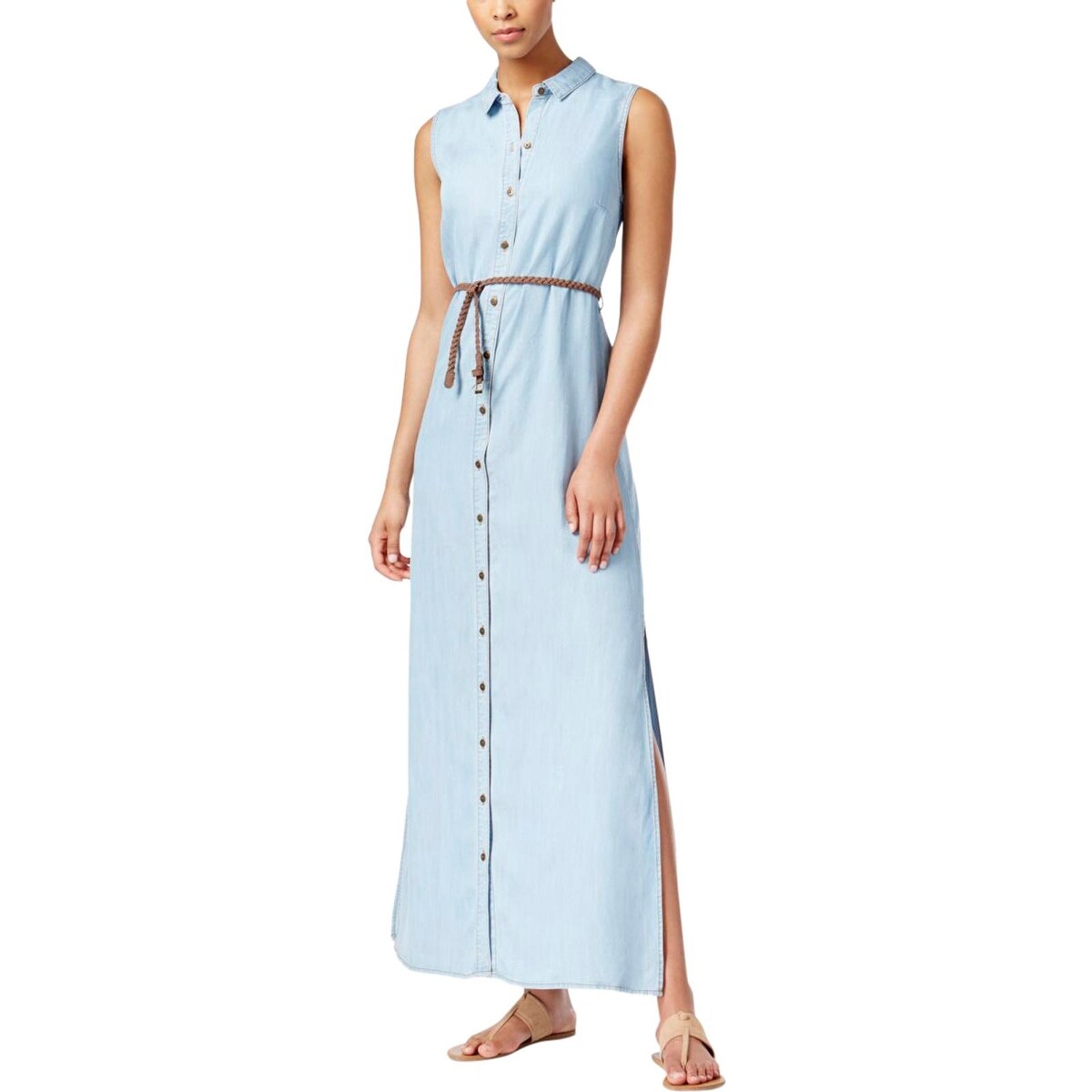 denim button down maxi dress