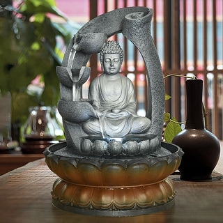 Buddha Fountain Indoor Decoration Zen Meditation Tabletop Waterfall
