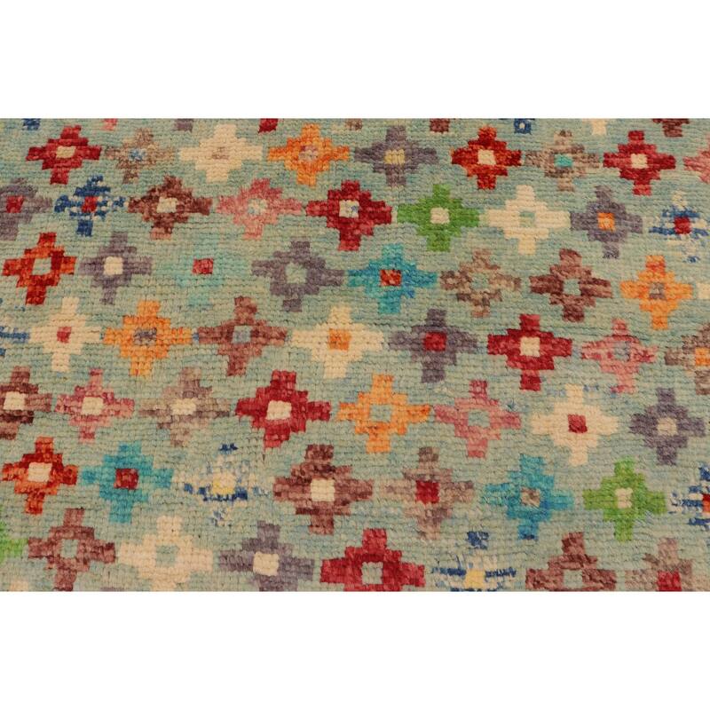 Eclectic Balochi Higgins Blue/Red Hand Knotted Wool Rug - 3'4'' x 5'0''