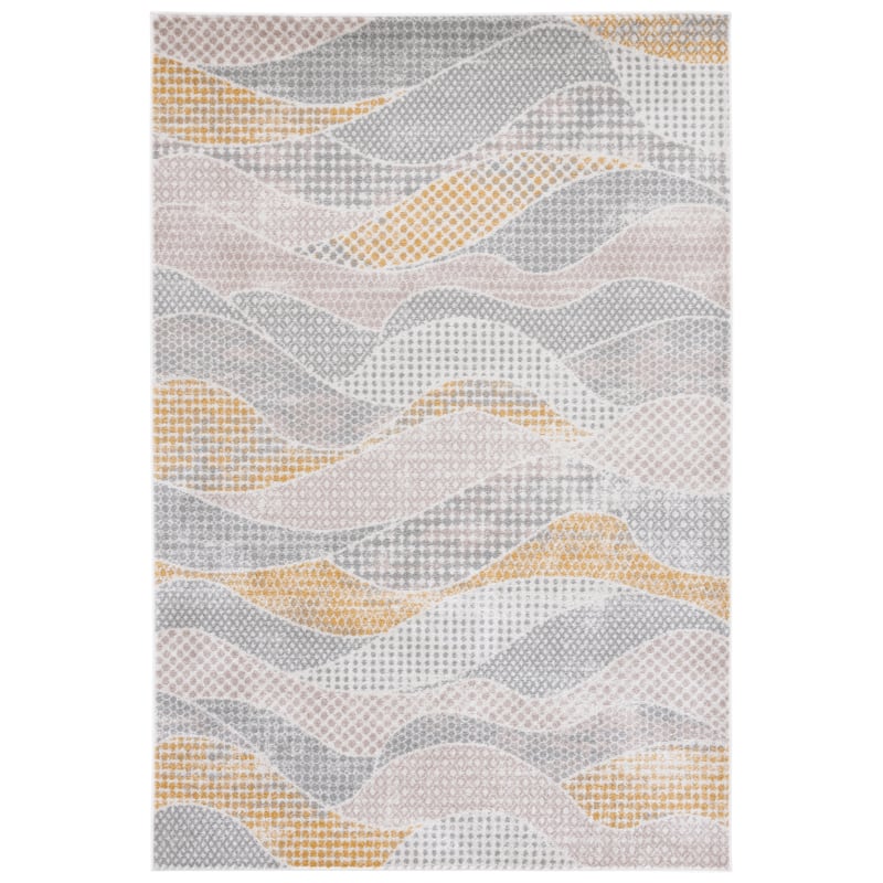 SAFAVIEH Skyler Ginta Modern Abstract Rug - 6'7" Square - Grey Beige/Gold