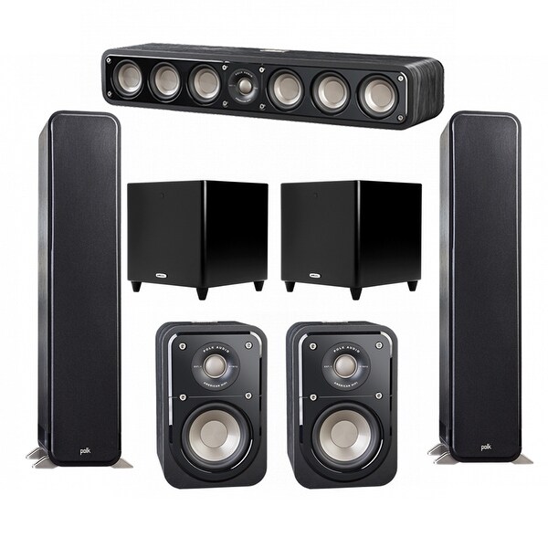 Polk Audio Signature 5.2 System with 2 S55 Speakers, 1 Polk S35, 2 Polk S10 Speakers, 2 Polk DSW ...