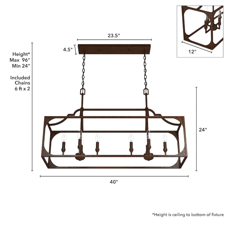 Hunter Highland Hill 8-Light Linear Chandelier - Dining Room Table - Farmhouse, Rustic