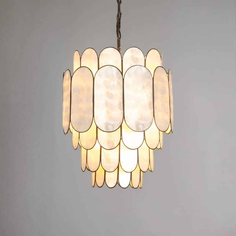 4-Tier Capiz and Metal Chandelier