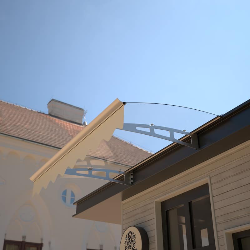 Solid Polycarbonate Door Window Awning with Aluminum Alloy Frame, 47\ - Silver