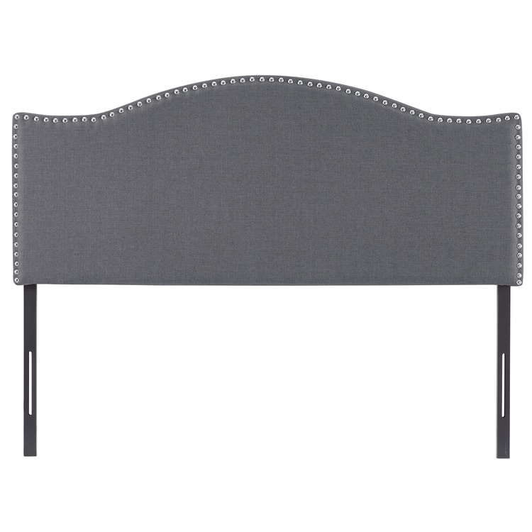 Queen Size Nailhead Tufted Headboard - Height Adjustable with 12 Positions, Metal Legs, Wall Mount Compatible, Headboard Only - Light Gray