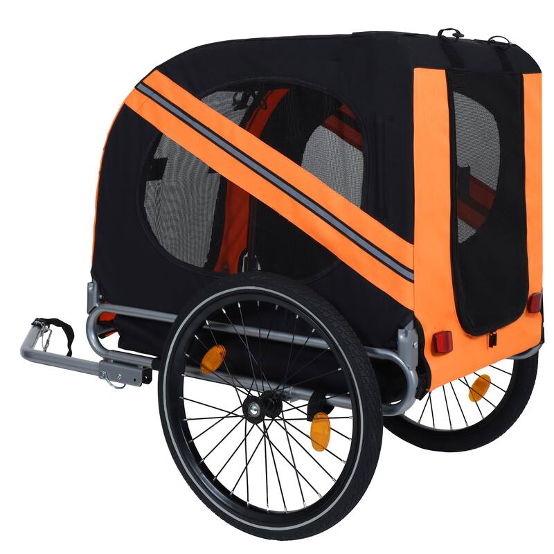 Large Folding Bike Trailer For Dogs-66lb Capacity All-Terrain Pet Carrier, Durable Steel Frame For Cycling