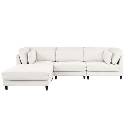 4 Seat Modular Sectional Sofa with Movable Ottoman, 110" Convertible L Shaped Sofa