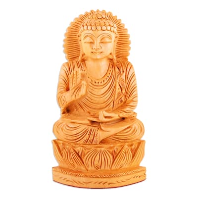 Novica Handmade Enlightened Sanctity Wood Sculpture